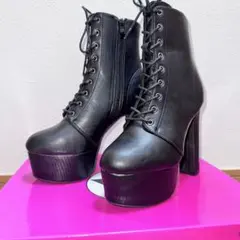 アタガール・レースアップブーツ 厚底ハイヒール