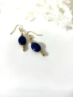 天然石ラピスラズリ ピアス 金属アレルギー対応