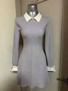 INGNI ラベンダー 襟付きニットワンピース
