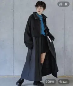 春物】TRUBE ウエスト切替 おしゃれ ロングコート ギャザー/M〜L 新品 