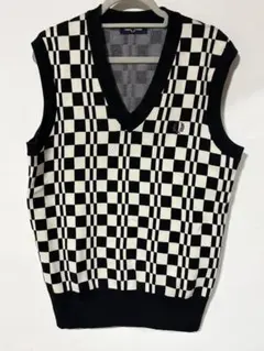FRED PERRY チェック柄ニットベスト Vネック