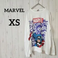 MARVEL【XS】マーベル キャプテンアメリカ ロンT 長袖Tシャツ 白