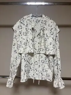 mysty woman 花柄 ビッグカラー ブラウス 長袖　Fサイズのサムネイル