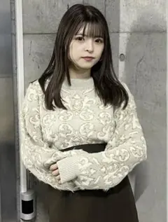 MURUA ジオメシャギーニット アイボリー