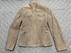 23区　オンワード　ベージュ 羊革　スエード ジャケット　　ライダース