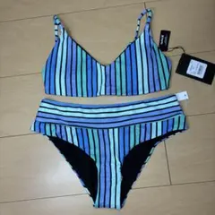 【ハーレー】Hurley レディース 水着 ビキニ ストライプ 青黒　sのサムネイル