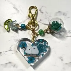 7015☆ シマエナガ　キーホルダー　チャーム　レジン　ハンドメイド