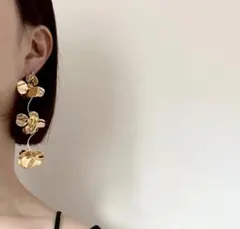 イヤリング　ゴールド　お花　結婚式用