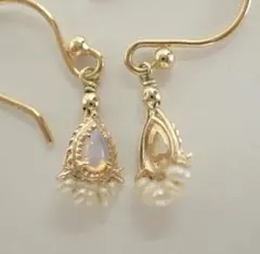 アガット K14K18 オパールパールピアス