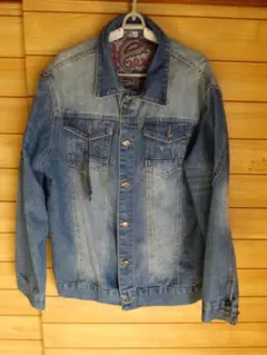 【新品・縫製難有】デニムジャケット　ペーズリー裏地 Gジャン　2XL