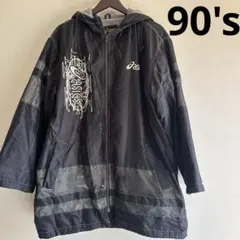 90's asics アシックス ナイロンジャケット ブラック