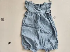 美品☆BabyGAP デニム ドット柄ロンパース ライトブルー 70