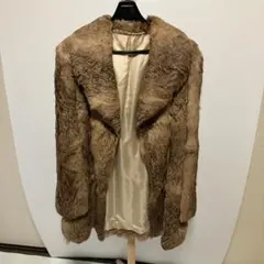 ラビットファーコート　ノーブランド　セミロング　ブラウン