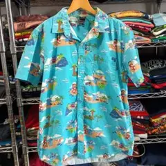 USA古着 リロアンドスティッチ 総柄アロハシャツ オーガニックコットン使用のサムネイル
