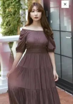 her lip toGathered Flare Dress rose / M - メルカリ