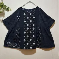 着物リメイクno.84★古布木綿絣・チュニックのサムネイル