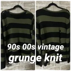 ビンテージ　90s グランジ　パンクロック　メンズM ボーダー　ニット　セーターのサムネイル