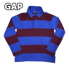 GAP ラガーシャツ ボーダー ブルー×ボルドー Sサイズ相当のサムネイル