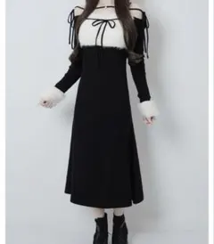 美品】loin nuit ロワンニュイ フリルデザインワンピース グレー F 
