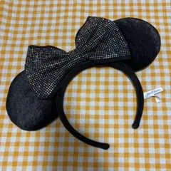 ミッキー耳カチューシャ 黒 ビジュー付き