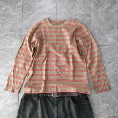 old uniqlo border long sleeve khaki　p