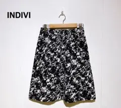 INDIVI インディヴィ 総柄フレアスカート ブラック 38