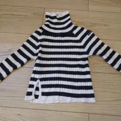 BREEZE タートルネック セーター サイズ90 黒と白のストライプ