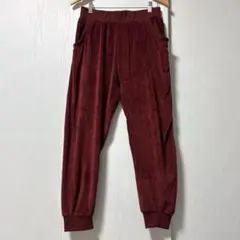 ジョガーパンツ ベロア バーガンディー 裏起毛 【L〜XL相当】