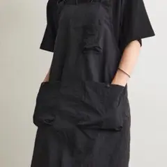 撥水 防汚 カフェ エプロン ポケット 肩ひも調節 ブラック DIY 作業用 黒