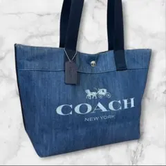 あ*ん様 COACH デニム 花柄 トートバッグ 91049 - メルカリ