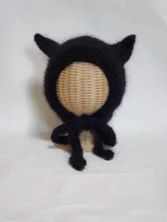 黒猫耳ボンネット Sサイズ