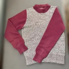 ハンドメイド　長袖ニットセーター 機械編み　毛