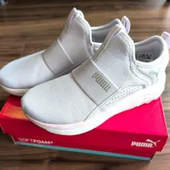 美品★PUMA★20cm★スリッポン スニーカー シューズ★ラベンダー✕ピンク