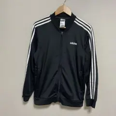 【L465】 adidas 襟なし トラックジャケット サイズL ブラック