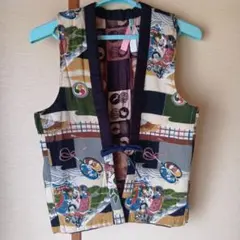 古布、レトロ生地、リメイク用生地、男の子綿入れちゃんちゃんこ、出し物、インテリア