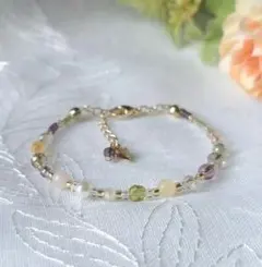 Bー189　天然石　ビーズブレスレット(ハンドメイド)　ローズクォーツ