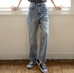 ハイウエストストレートデニムパンツ[gm297]