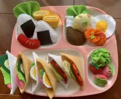 フェルトおままごと★ピクニックセット食べものキッチンごっこ遊び誕生日お祝い食育のサムネイル
