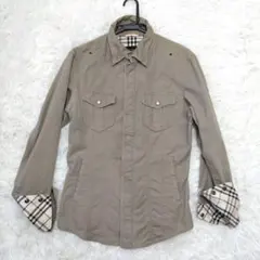 バーバリーブラックレーベル ミリタリーシャツ ノバチェック ホースロゴ L