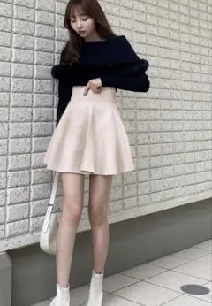 GRL インパン裏地付きコルセット風フレアミニスカート[gm728] アイボリー