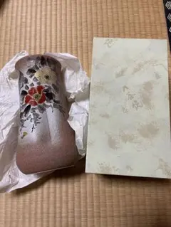 陶器製花瓶 ピンク 花柄