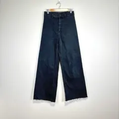 ZARA マリンストレート　ハイライズ カットオフ　デニムパンツ　黒のサムネイル