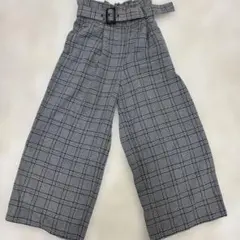 GU チェック柄 ワイドパンツ Sサイズ ベルト付き