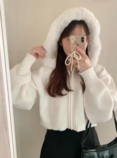 GRL グレイル★フードファーニットパーカー[an1497]★