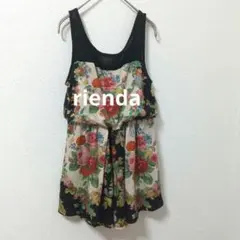 リエンダ rienda ノースリーブ チュニック 花柄 ブラック Fのサムネイル
