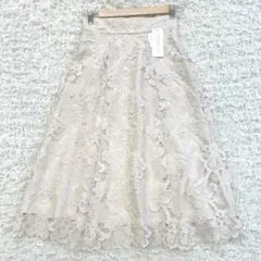 新品タグ付【プロポーションボディドレッシング】ケミカルレースフレアスカート 花柄