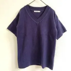 CEDNIE 半袖 ニット ネイビー M 生地厚め カットソーのサムネイル