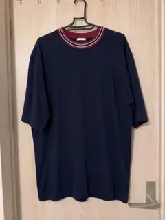 ネイビー 半袖Tシャツ リブライン ゆったり オーバーサイズ