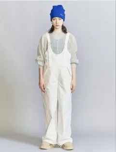 ビューティーアンドユース　ナイロンタフタ オーバーオール　ホワイト　サイズM