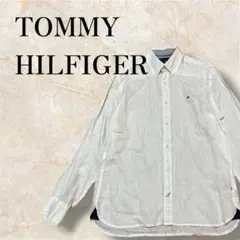 TOMMY HILFIGER ホワイト 長袖シャツ 刺繍ロゴ オフィスカジュアル